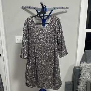 LC Lauren Conrad Glittering Gray Mini Dress